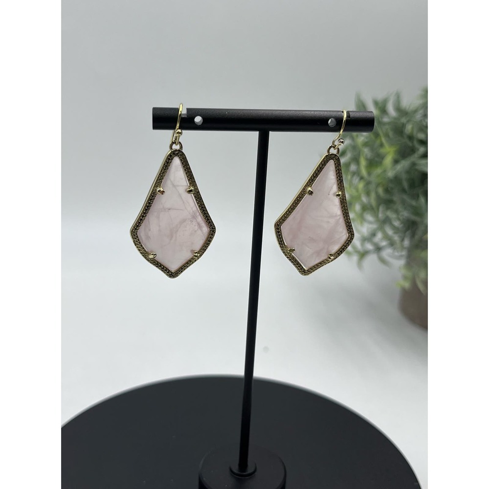 Kendra Scott Rose Quartz Alexandria Alex 14k Gold Plated‎ Drop Earrings